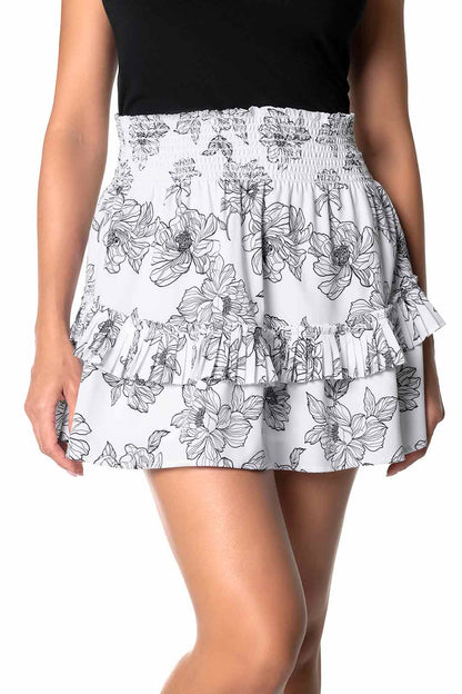 Women's Charlotte Bay Ruffle Skirt | White/Black Perfect Peony
