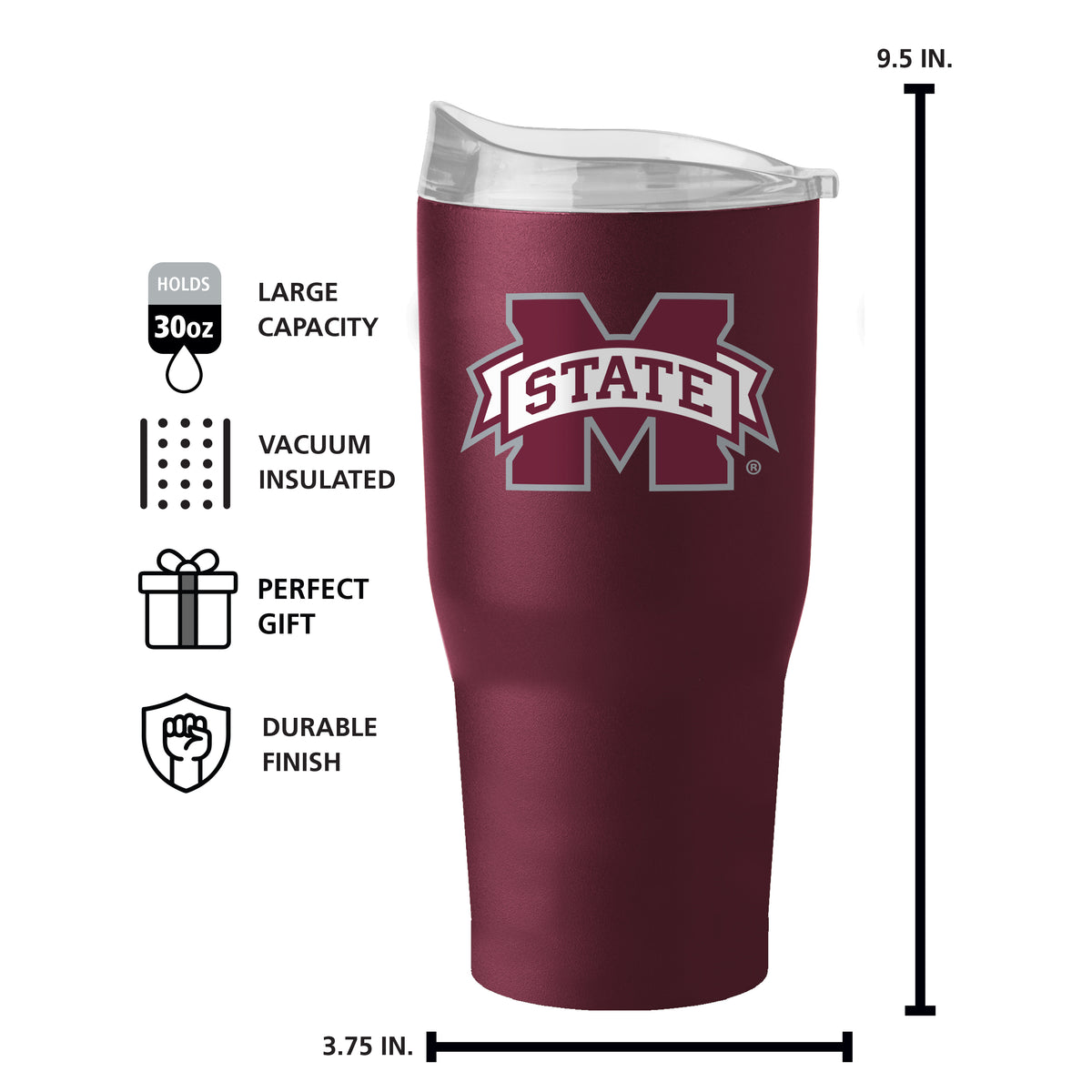 Mississippi State Bulldogs 30oz Powder Coat Tumbler