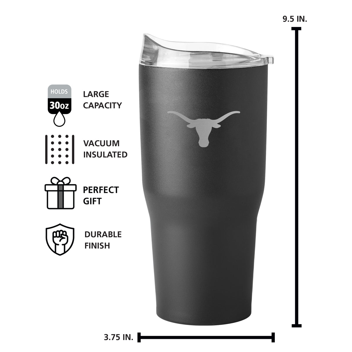 Texas Longhorns 30oz Powder Coat Tumbler