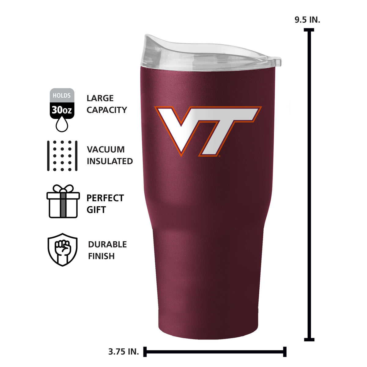 Virginia Tech Hokies 30oz Powder Coat Tumbler