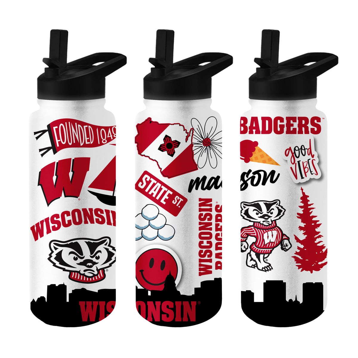 Wisconsin Badgers 34oz Quencher Bottle