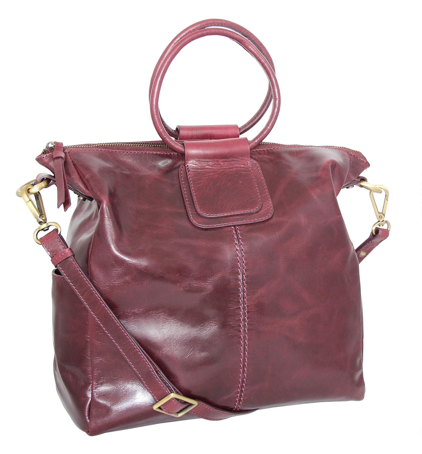 Jara's Ring Leather Tote in Burgundy