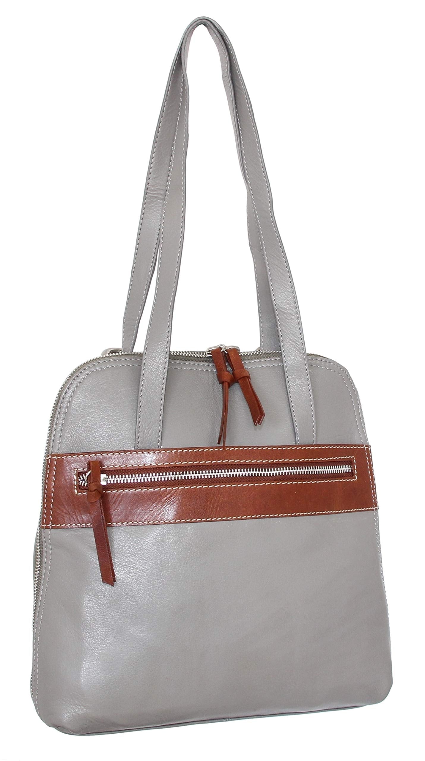 Carina Convertible Leather Tote/Backpack in Stone