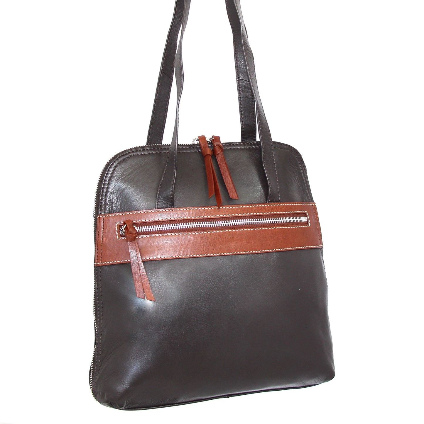 Carina Convertible Leather Tote/Backpack in Chocolate