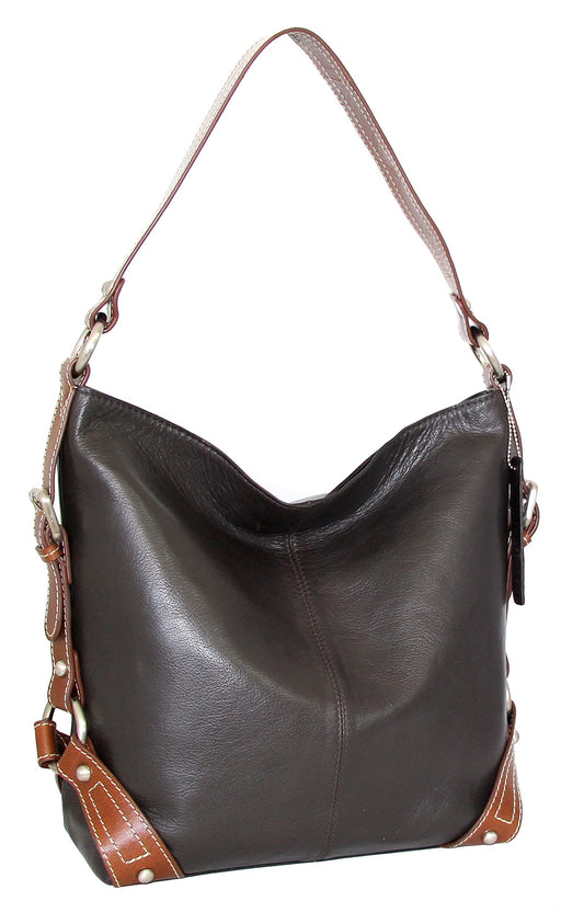 Leather Bucket Bag in Chocolate