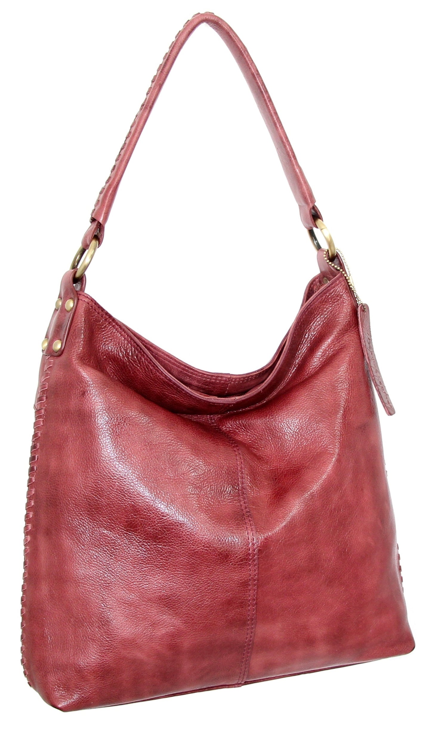 Aislynn Leather Hobo in Cabernet
