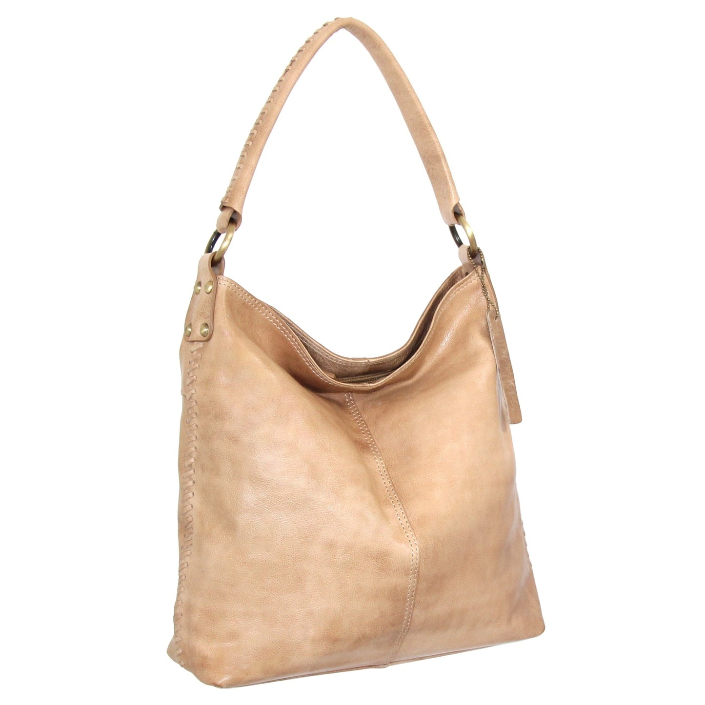 Aislynn Leather Hobo in Beige