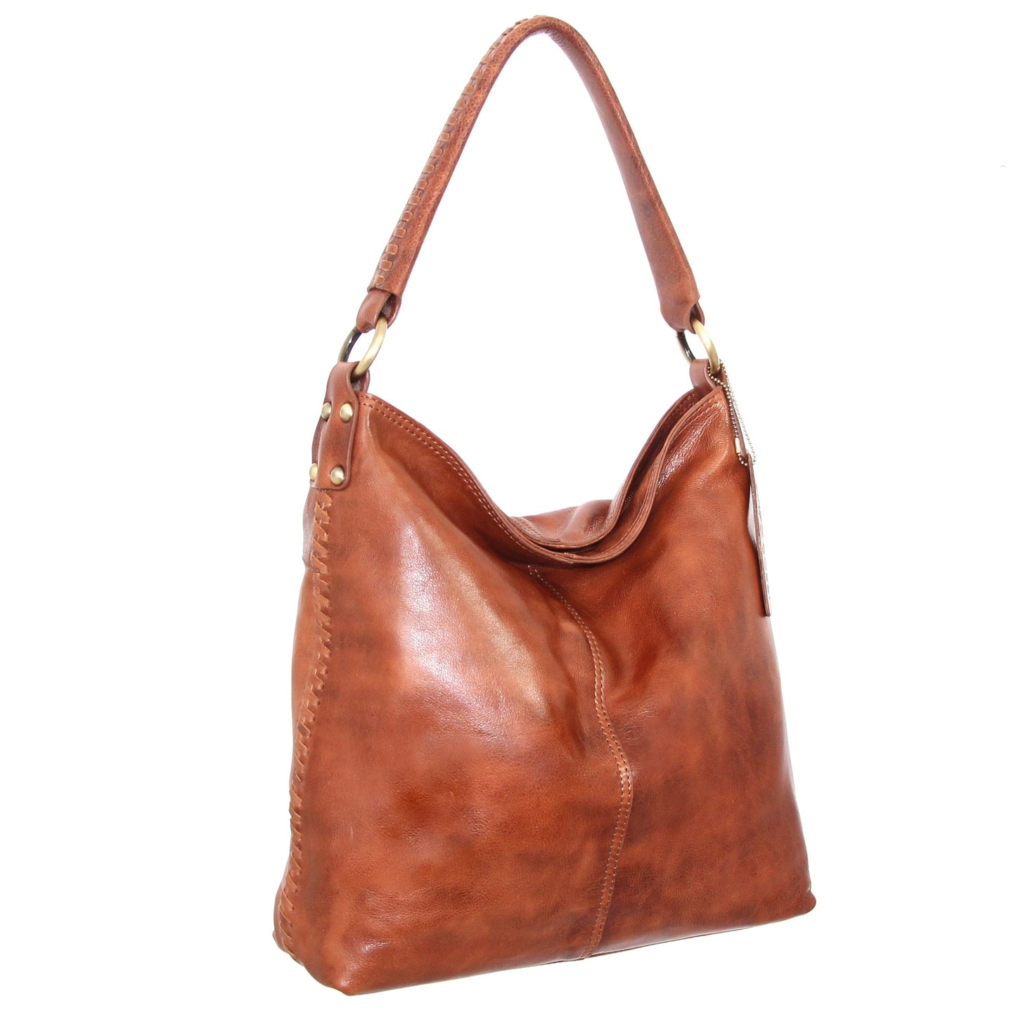 Aislynn Leather Hobo in Cognac