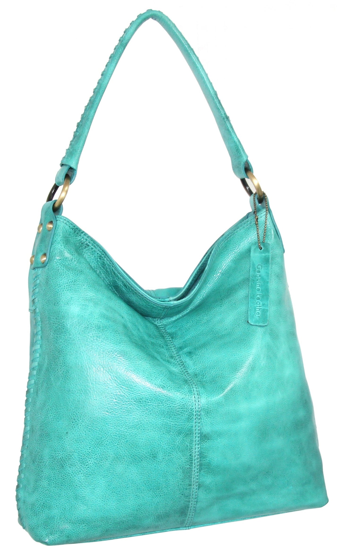 Aislynn Leather Hobo in Turquoise