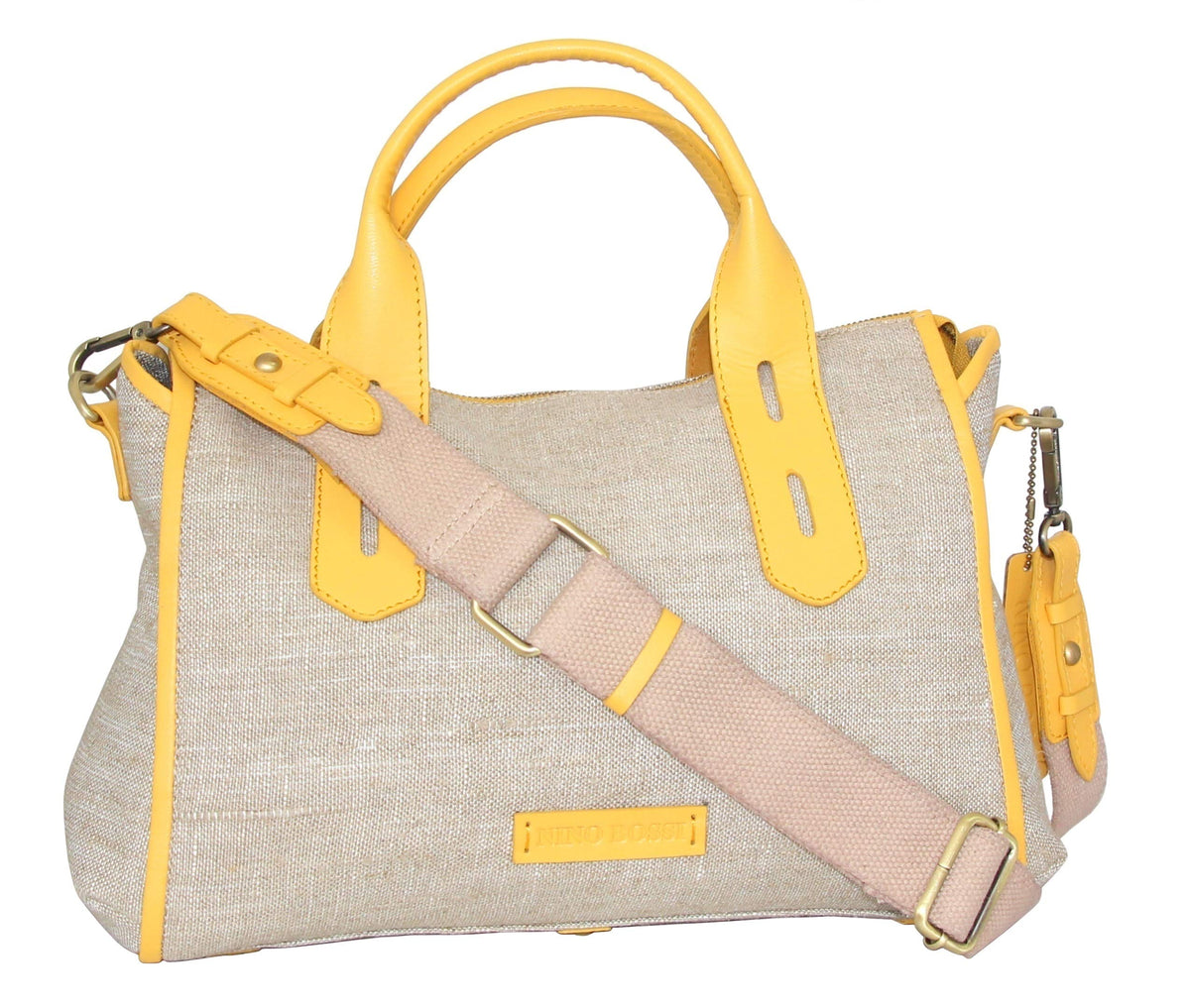 Britney Linen/Leather Satchel - Lemon
