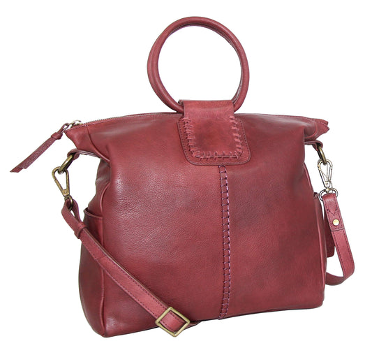 Tonya's Ring Leather Tote - Merlot