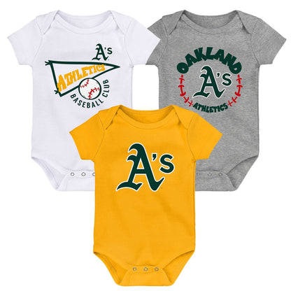 Oakland A's MLB Baby Bodysuits 3-Pack