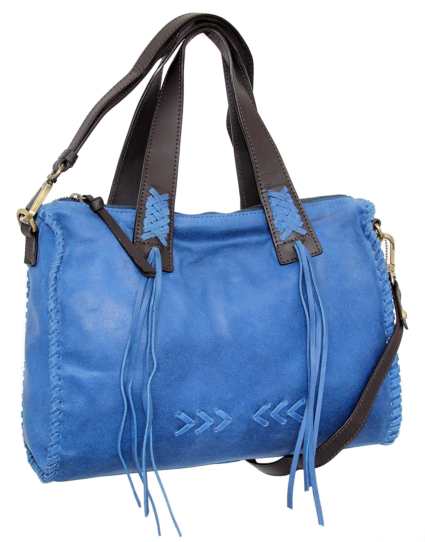 Candace Convertible Leather Satchel in Blue