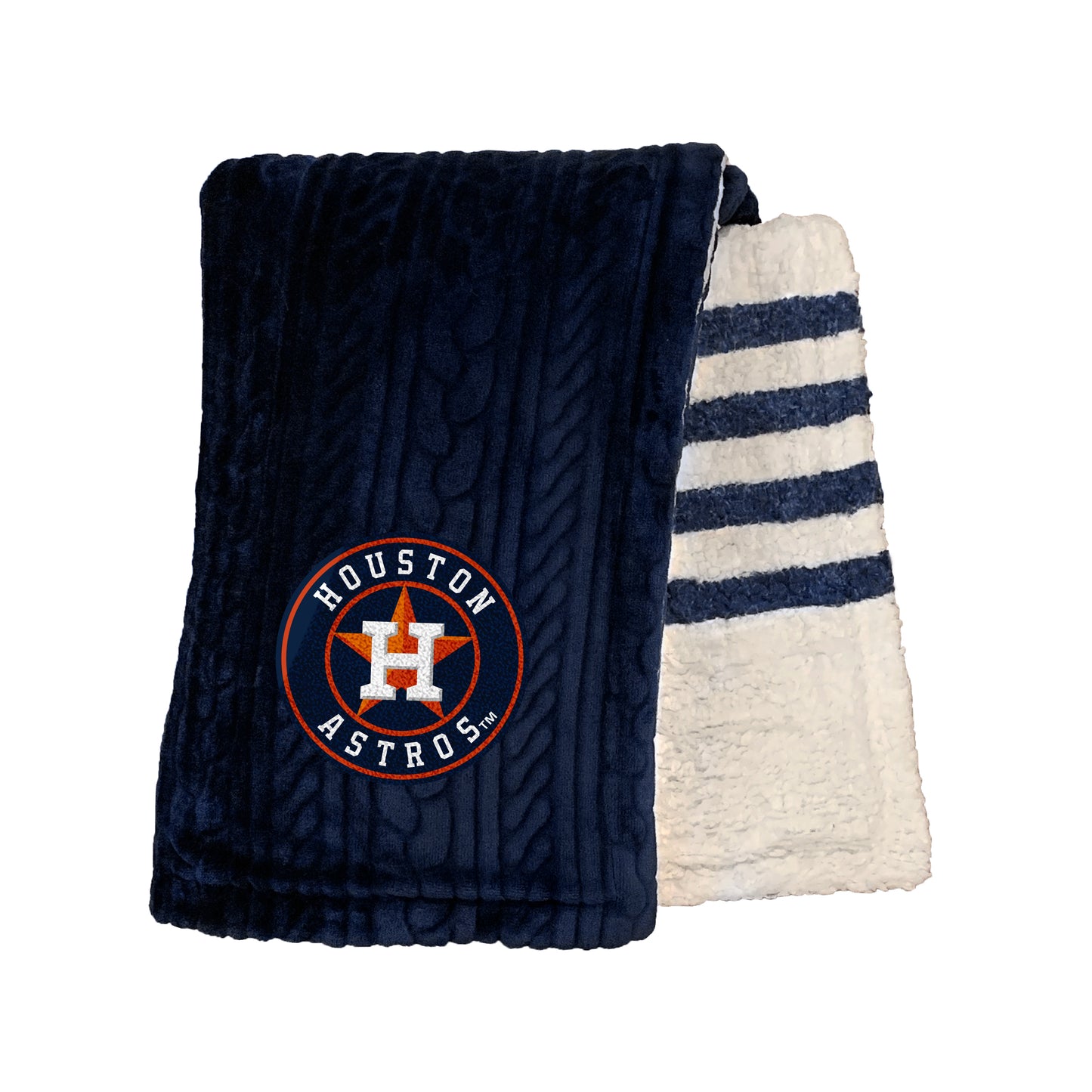 Houston Astros MLB Embossed Knit 60" X 70" Sherpa Stripe Blanket W/ Embroidered Patch