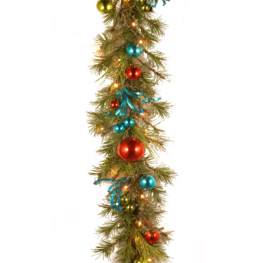 9 ft. Pre-Lit Retro Ornament Garland
