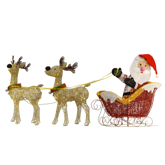 33 in. Pre-Lit Santa & Reindeer