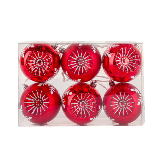 6-Piece Red Snowflake Ornaments