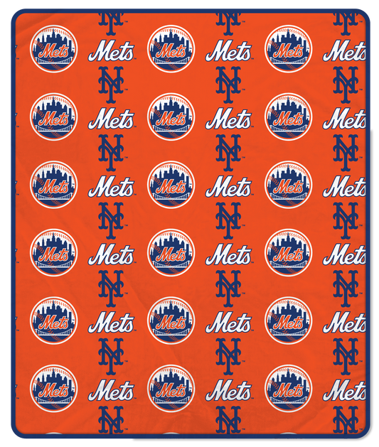 New York Mets MLB Alternate Step & Repeat 60" X 70" Deluxe Plush Blanket - 500 Gsm