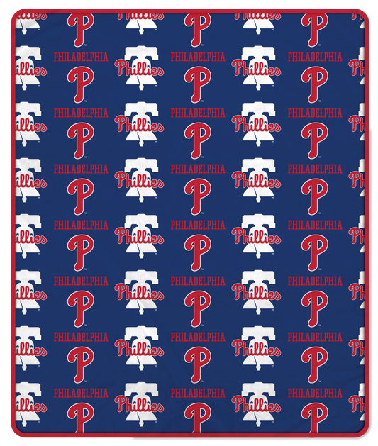Philadelphia Phillies MLB Alternate Step & Repeat 60" X 70" Deluxe Plush Blanket - 500 Gsm