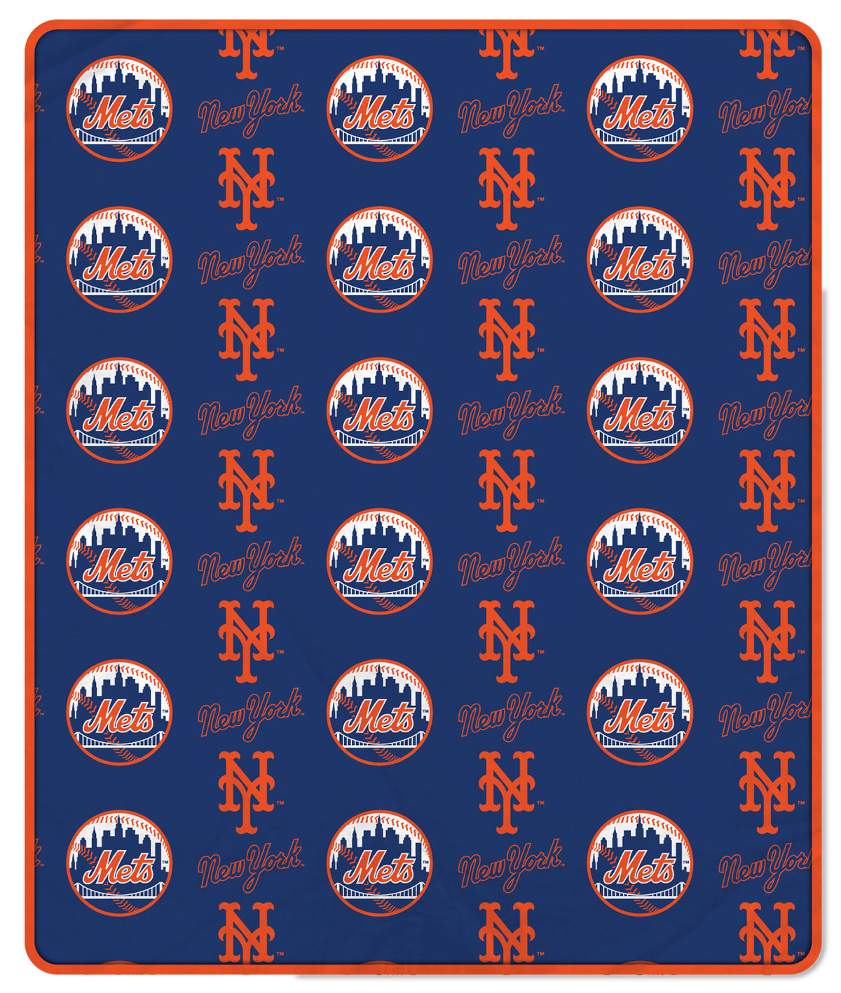 New York Mets MLB Step & Repeat 60" X 70" Deluxe Plush Blanket - 500 Gsm