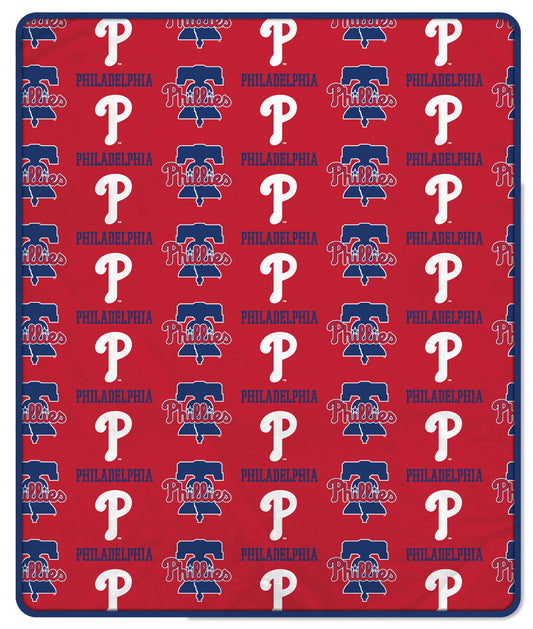 Philadelphia Phillies MLB Step & Repeat 60" X 70" Deluxe Plush Blanket - 500 Gsm