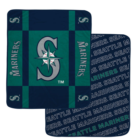 Seattle Mariners MLB Reverse Block 60" X 70" Double-Sided Plush Blanket