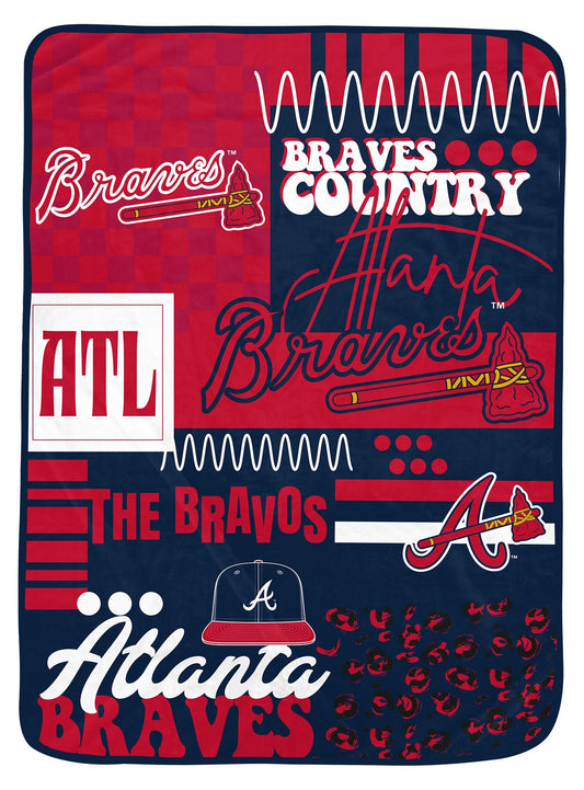 Atlanta Braves MLB Loco Check Cozy Oversized Blanket