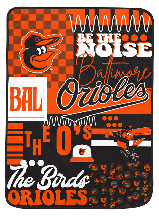 Baltimore Orioles MLB Loco Check Cozy Oversized Blanket