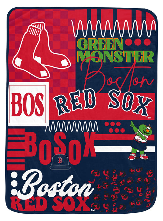 Boston Red Sox MLB Loco Check Cozy Oversized Blanket