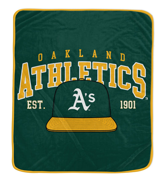 Oakland Athletics MLB Vintage Arch 50" X 60" Royal Plush Throw Blanket