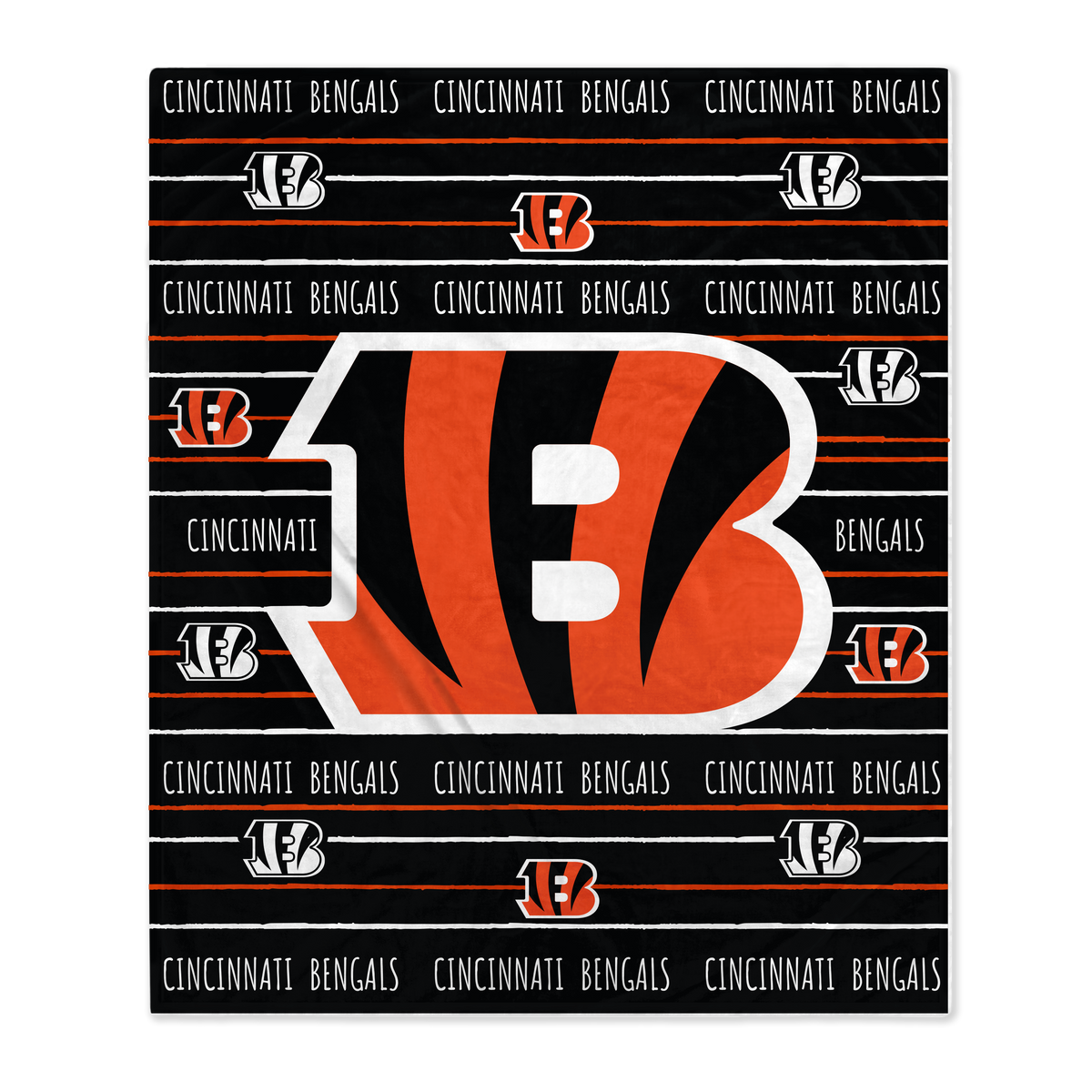 Cincinnati Bengals NFL Team Center Stripe Logo Throw 50x60