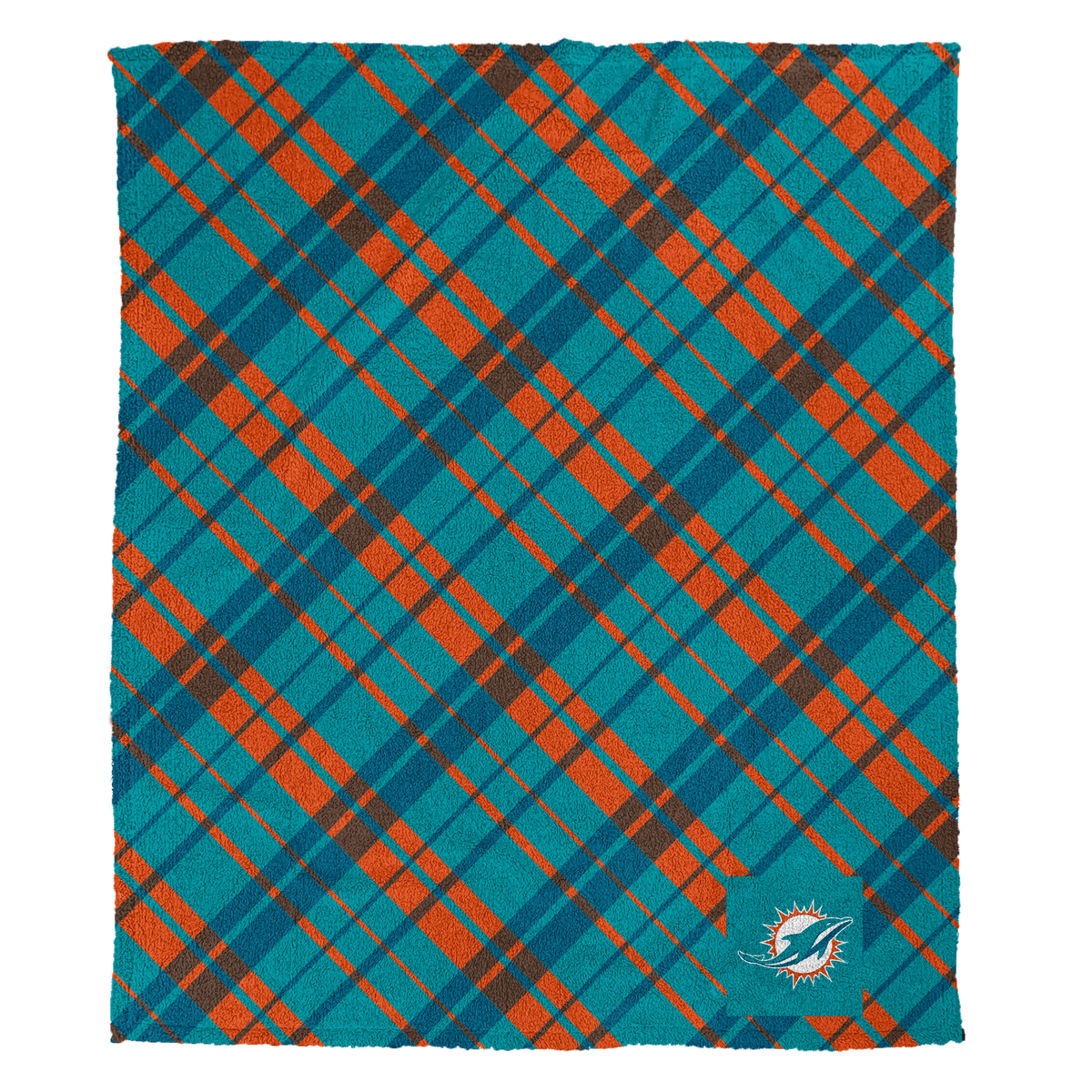 Miami Dolphins NFL Team Sherpa Plaid Throw 50x60