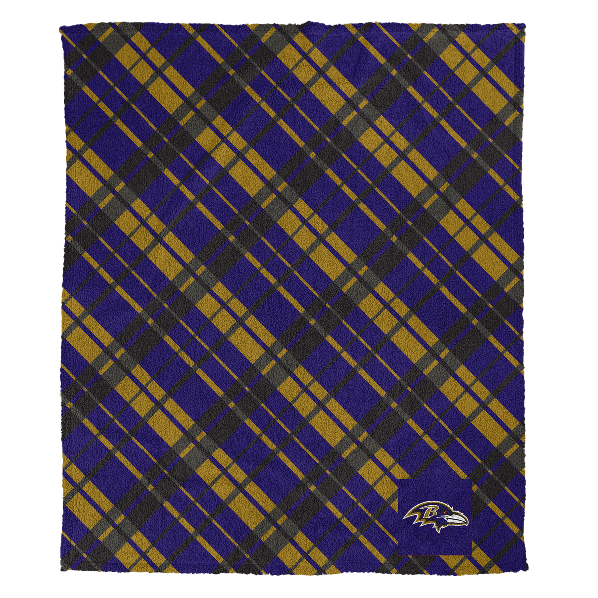 Baltimore Ravens NFL Team Sherpa Plaid Throw 50x60
