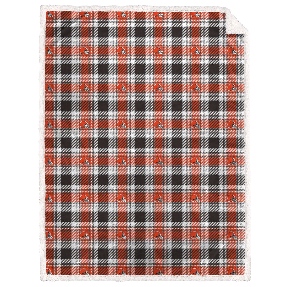 Cleveland Browns NFL Team Sherpa Plaid Blanket 60x90