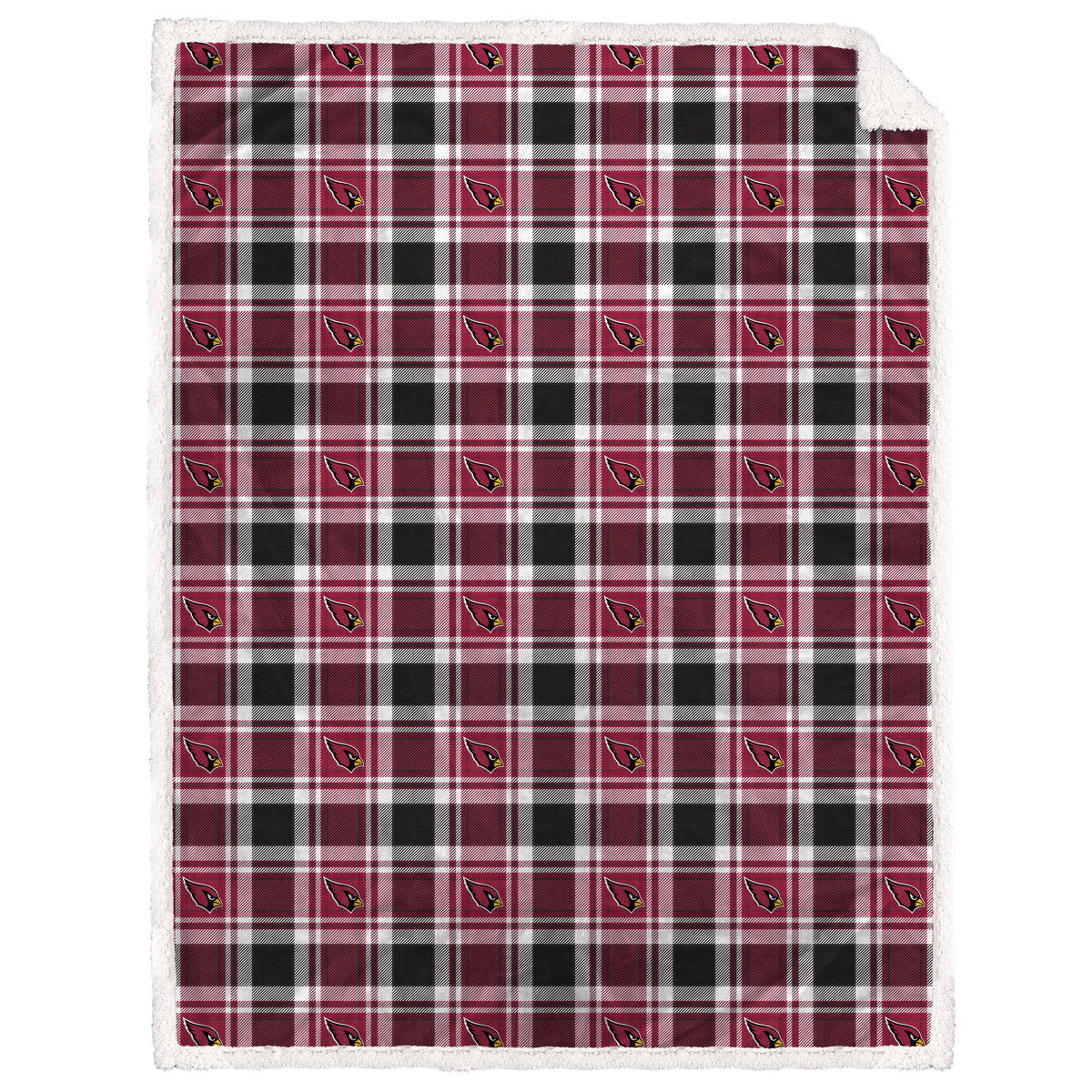 Arizona Cardinals NFL Team Sherpa Plaid Blanket 60x90