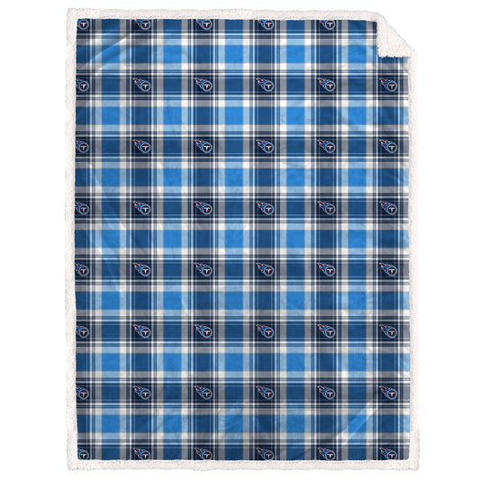 Tennessee Titans NFL Team Sherpa Plaid Blanket 60x90