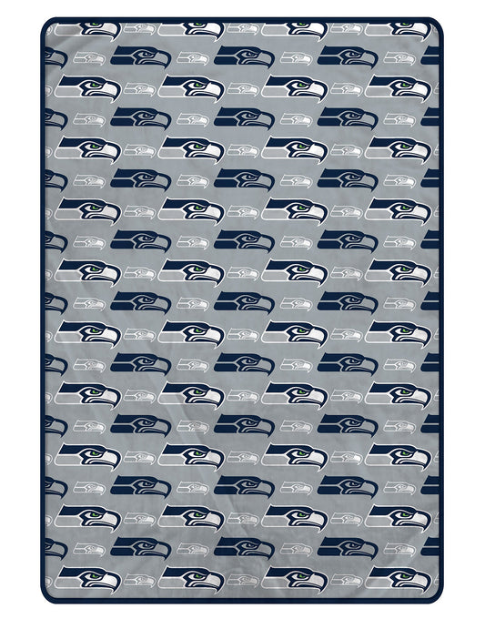 Seattle Seahawks NFL Team Logomania XL Blanket 66x95
