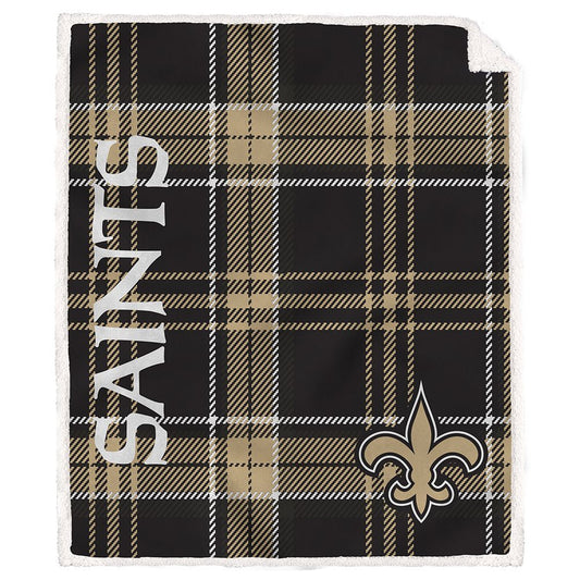 New Orleans Saints NFL Team Classic Plaid Throw 50x60
