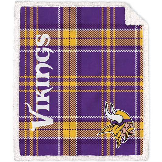 Minnesota Vikings NFL Team Classic Plaid Throw 50x60