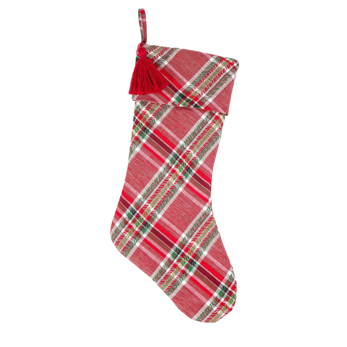 20"L x 11"W Red Plaid Christmas Stocking