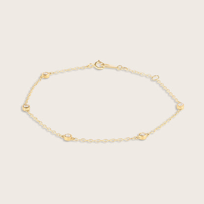 14k Yellow Gold Lab Grown Diamond Station Bracelet