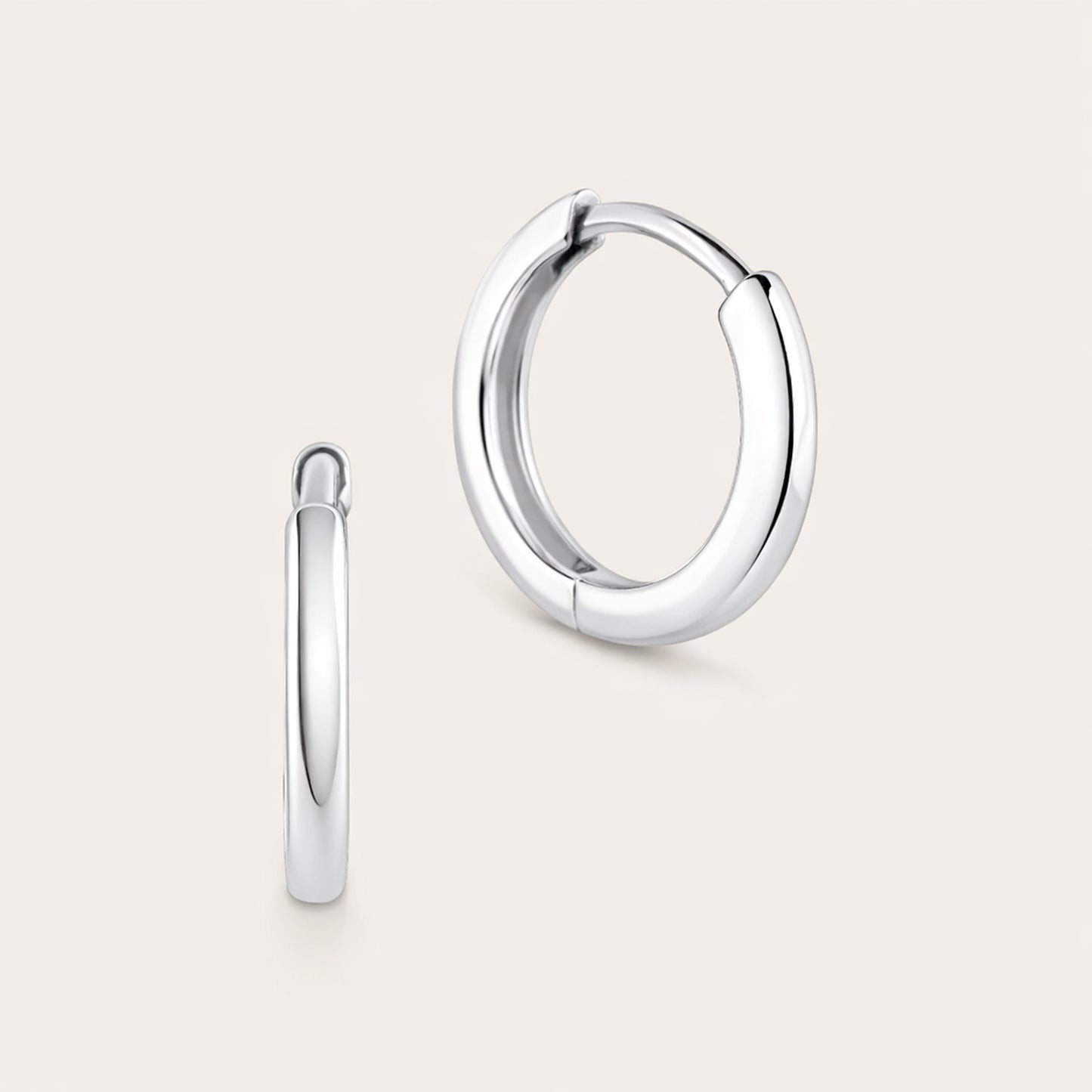 14k Gold Domed Huggie Hoop Earrings