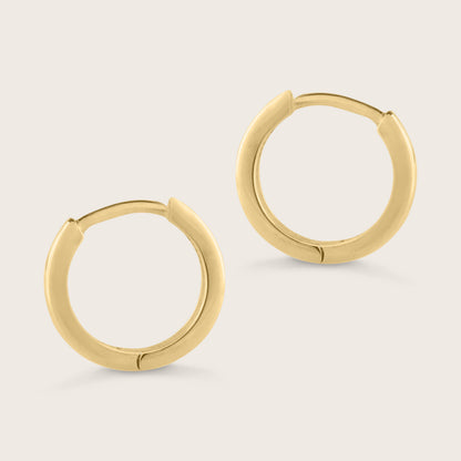 14k Gold Domed Huggie Hoop Earrings