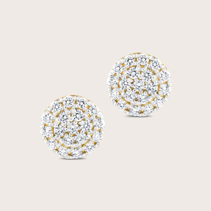 14k Yellow Gold Pavé Lab Grown Diamond Round Stud Earrings
