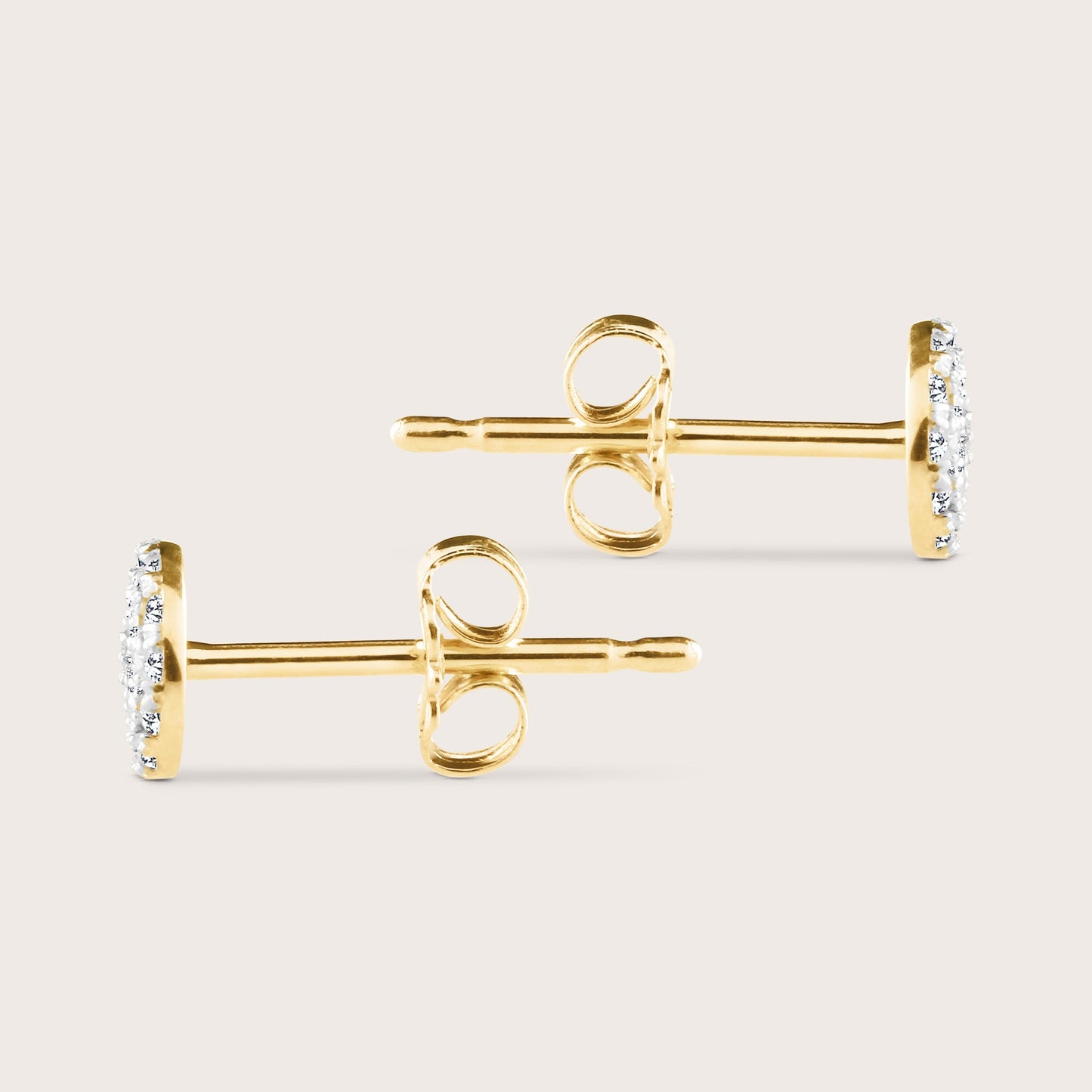 14k Yellow Gold Pavé Lab Grown Diamond Round Stud Earrings