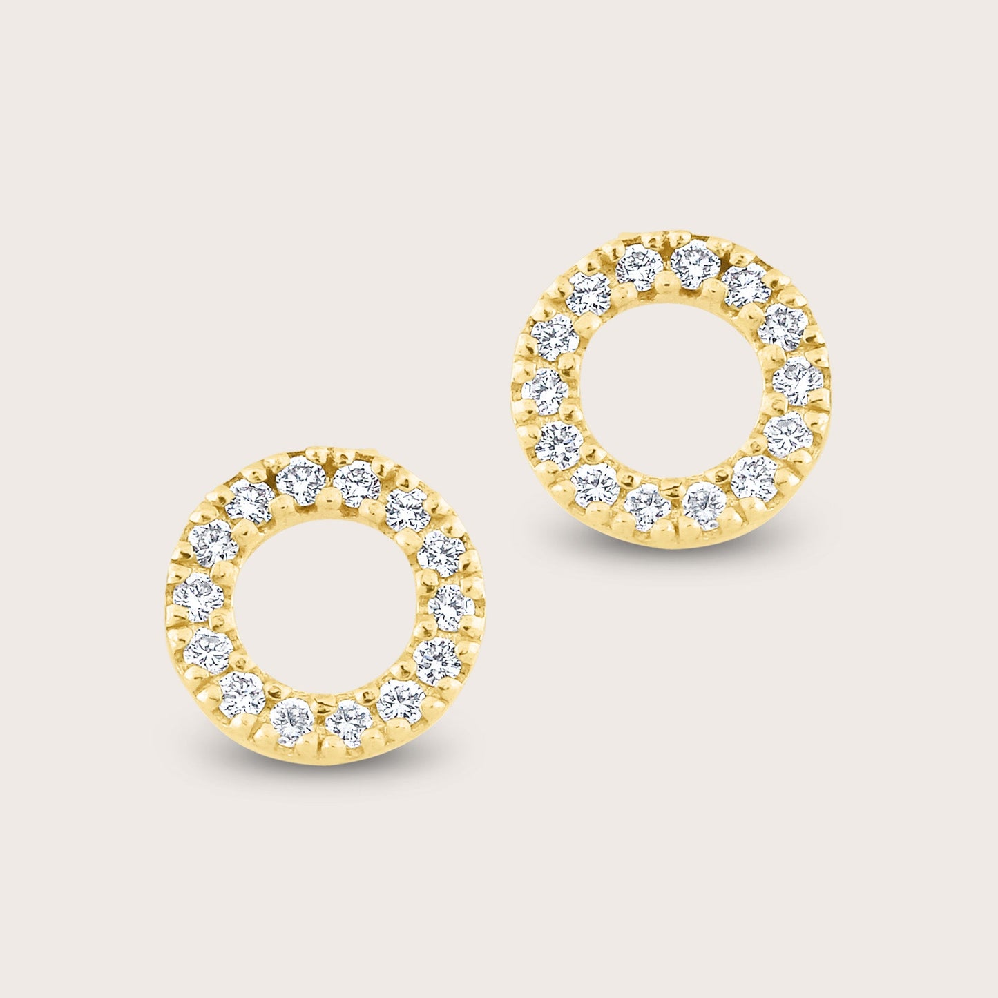 14k Yellow Gold Pavé Lab Grown Diamond Circle Stud Earrings