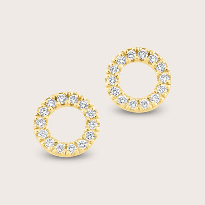 14k Yellow Gold Pavé Lab Grown Diamond Circle Stud Earrings