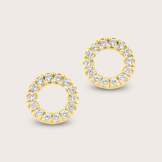 14k Yellow Gold Pavé Lab Grown Diamond Circle Stud Earrings
