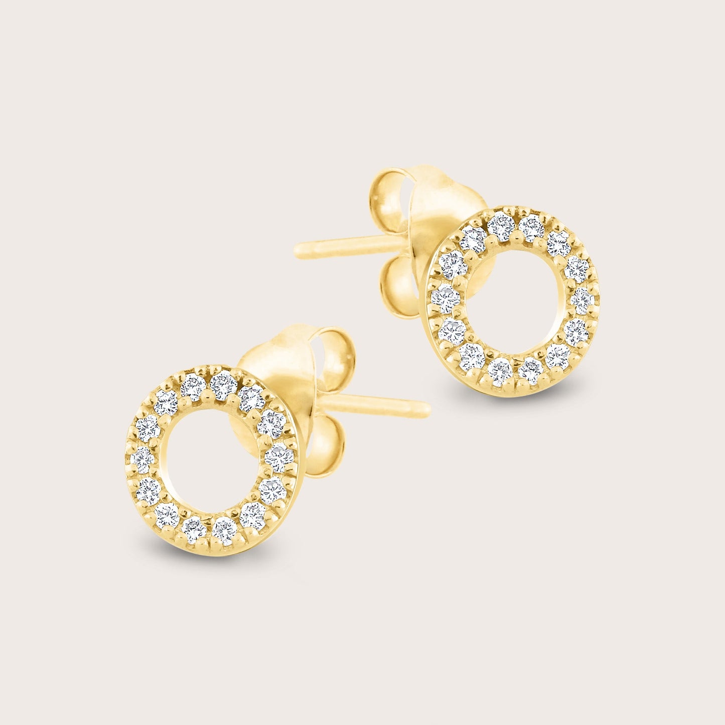 14k Yellow Gold Pavé Lab Grown Diamond Circle Stud Earrings
