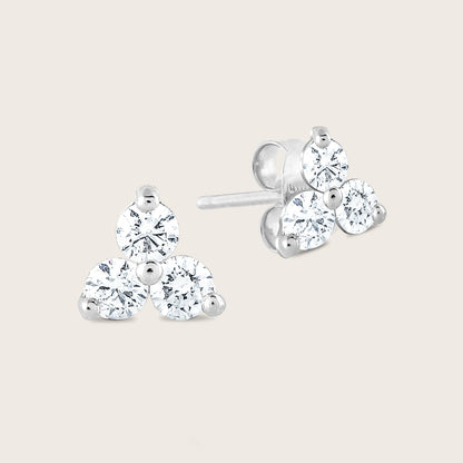 14k Gold Lab Grown Diamond Triplet Stud Earrings